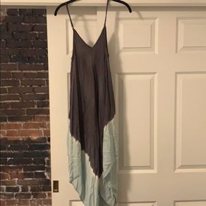 Grey dress with blue tie dye ombré